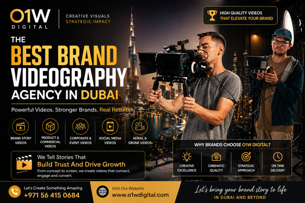 Professional team creating premium brand video content at the best brand videography agency in Dubai