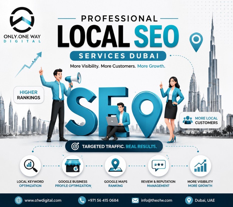 Professional local SEO services Dubai by O1W Digital helping businesses improve Google rankings and local search visibility