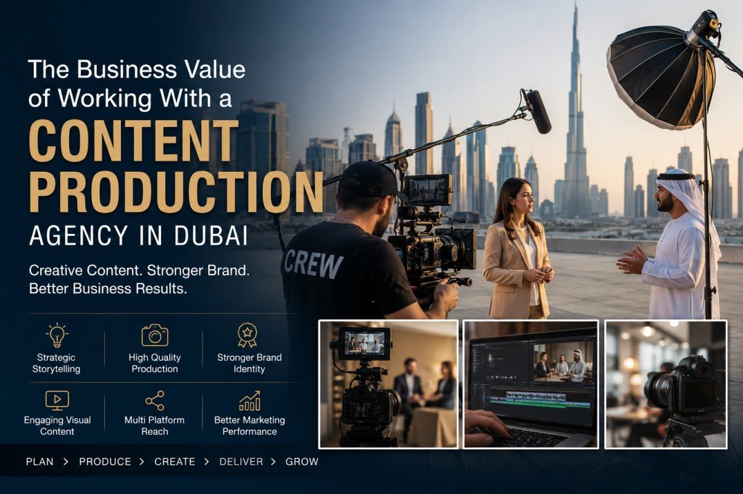 Content production agency in Dubai filming a professional brand campaign with creative video production and commercial photography