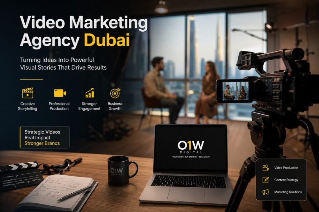 Video marketing agency Dubai producing professional business video content in a modern creative studio